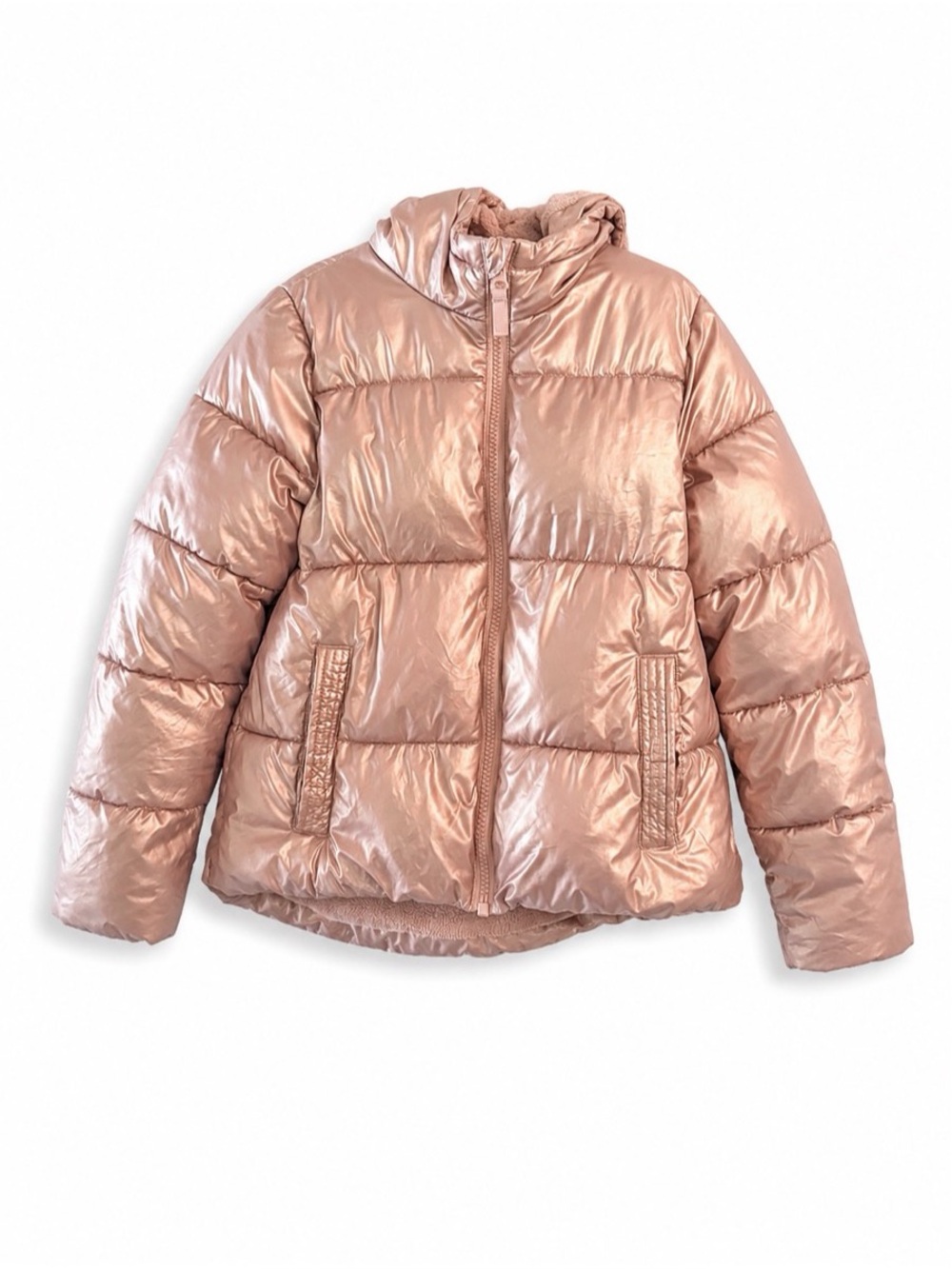 SwissTech Girls Metallic Rose Gold Puffer Jacket 7-8